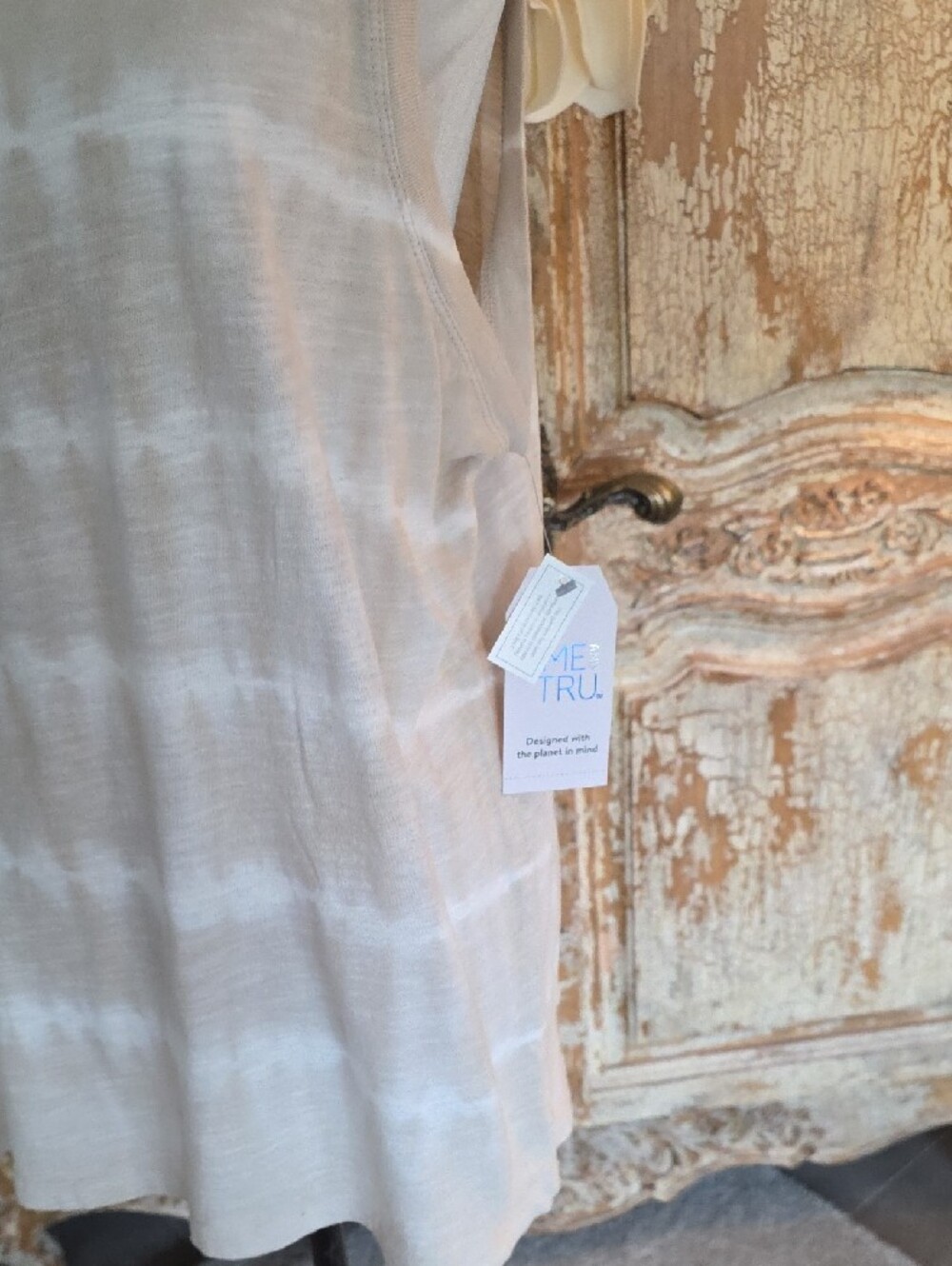 Time and Tru Beige and White Tie-Dye Sleeveless Tank Top - Picture 3 of 5
